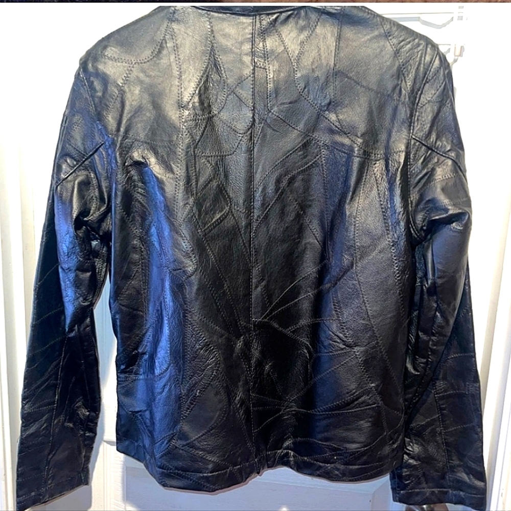 Authentic Leather Patch-Stitch Coat/Jacket - image 4